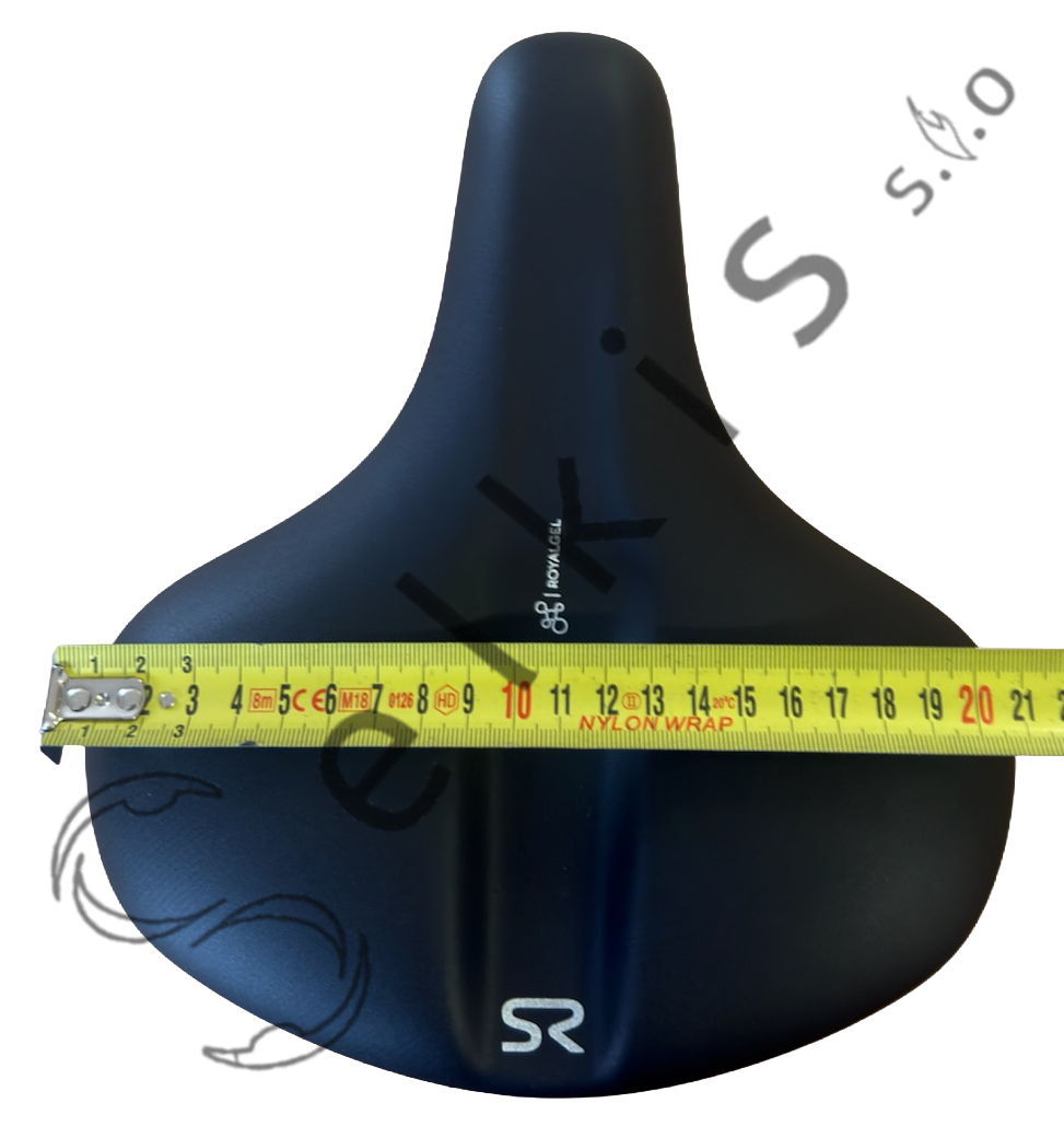 Saddle Selle Royal Explora, cover: black, logo: with SR logo, rail type: standard saddle rail type (7×7), rail colour: dark grey OXE + black scale, rail mounting: none, note: black label