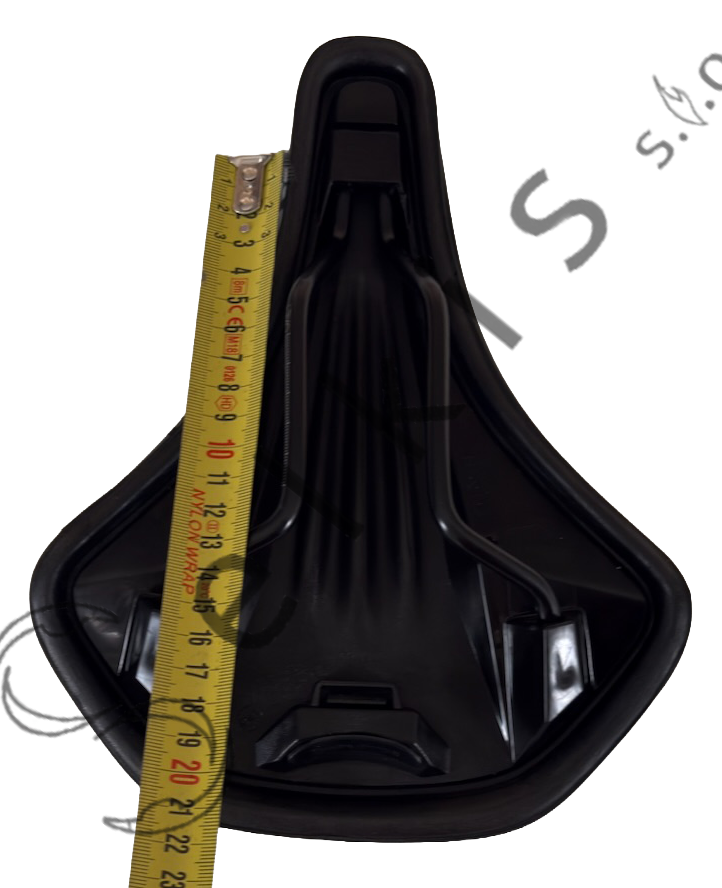 Saddle Selle Royal Lookin moderate female, cover: 8014 black RVS, abrasion protection: 1223 black, logo: with Selle Royal logo, rail type: standard saddle rail type (7×7), rail colour: black steel ED + scale PMS 877C, rail mounting: none