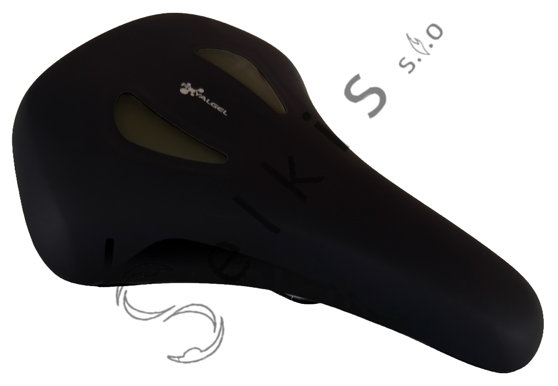 Saddle Selle Royal Lookin moderate female, cover: 8014 black RVS, abrasion protection: 1223 black, logo: with Selle Royal logo, rail type: standard saddle rail type (7×7), rail colour: black steel ED + scale PMS 877C, rail mounting: none