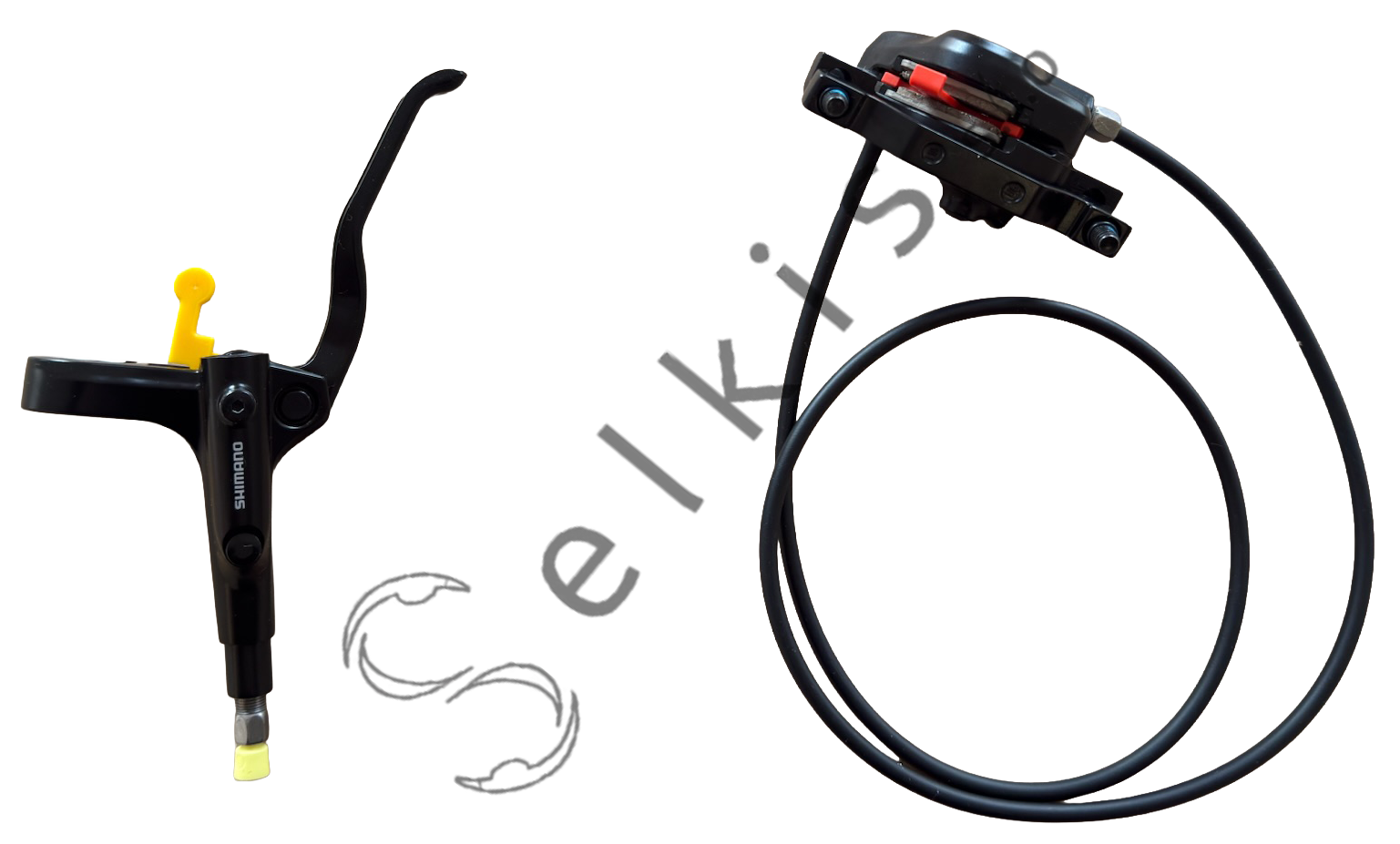 Shimano disc brake – assembled J-kit set, BL-MT200 (L) + BR-MT200 (F), hose 850 mm (SM-BH59-SS black) + assembled J-kit set, BL-MT200 (R) + BR-MT200 (R), hose 2000 mm (SM-BH59-SS black)