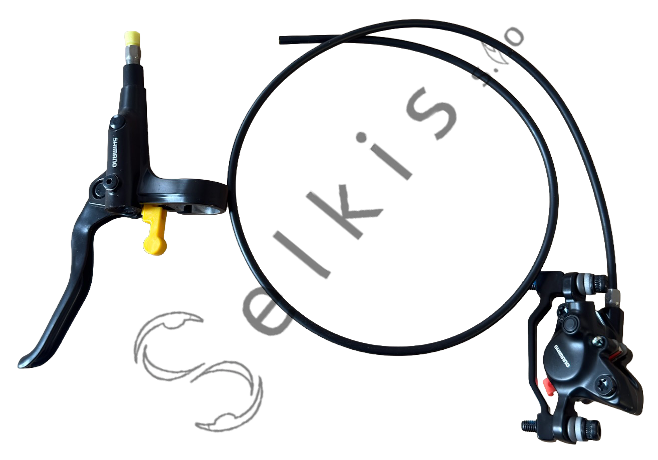 Shimano MT201 disc brake set (pair: left/front + right/rear), black, resin pads (without cooler), hose 850 > 2000 mm (SM-BH59-SS black), SM-MA-F180P/P2, bulk