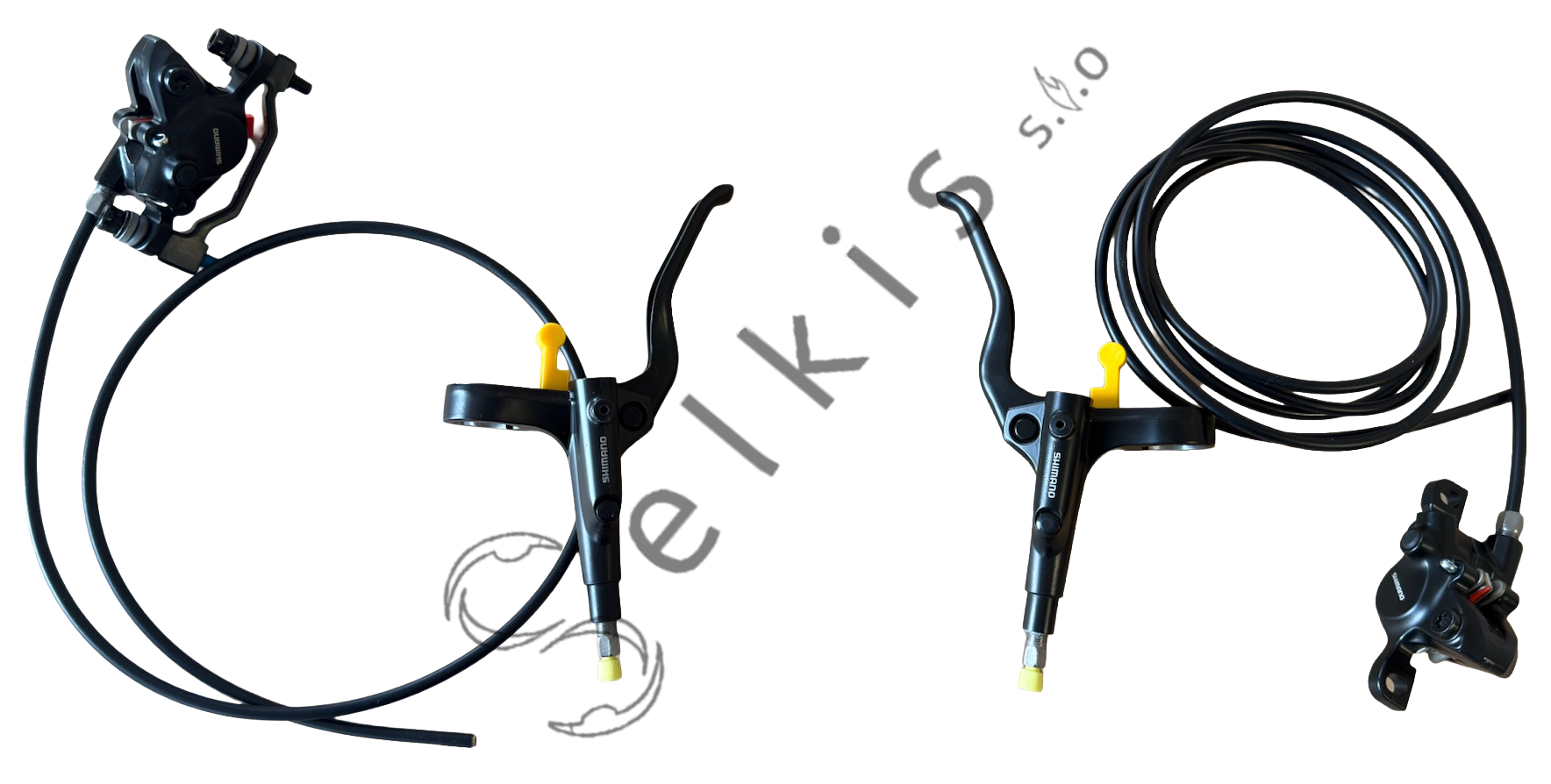 Shimano MT201 disc brake set (pair: left/front + right/rear), black, resin pads (without cooler), hose 850 > 2000 mm (SM-BH59-SS black), SM-MA-F180P/P2, bulk