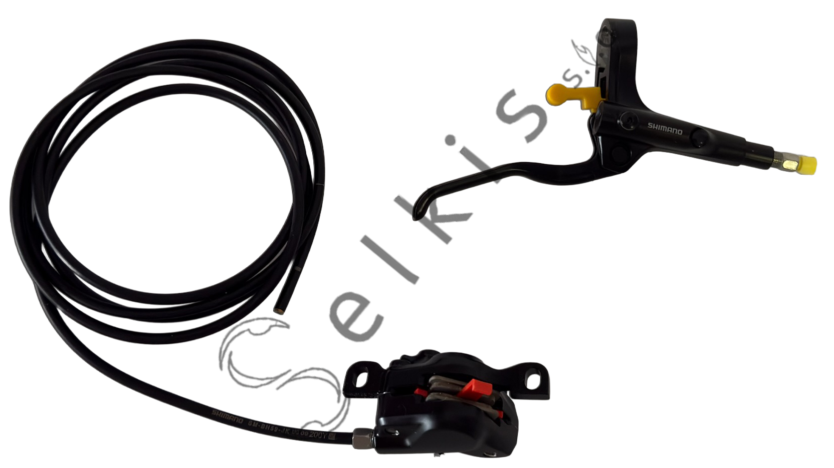 Shimano MT200 disc brake set (pair: left/front + right/rear), black, without adapter, resin pads (without cooler), incl. olive and connecting insert, hose 1000 > 2000 mm (SM-BH59-SS black)