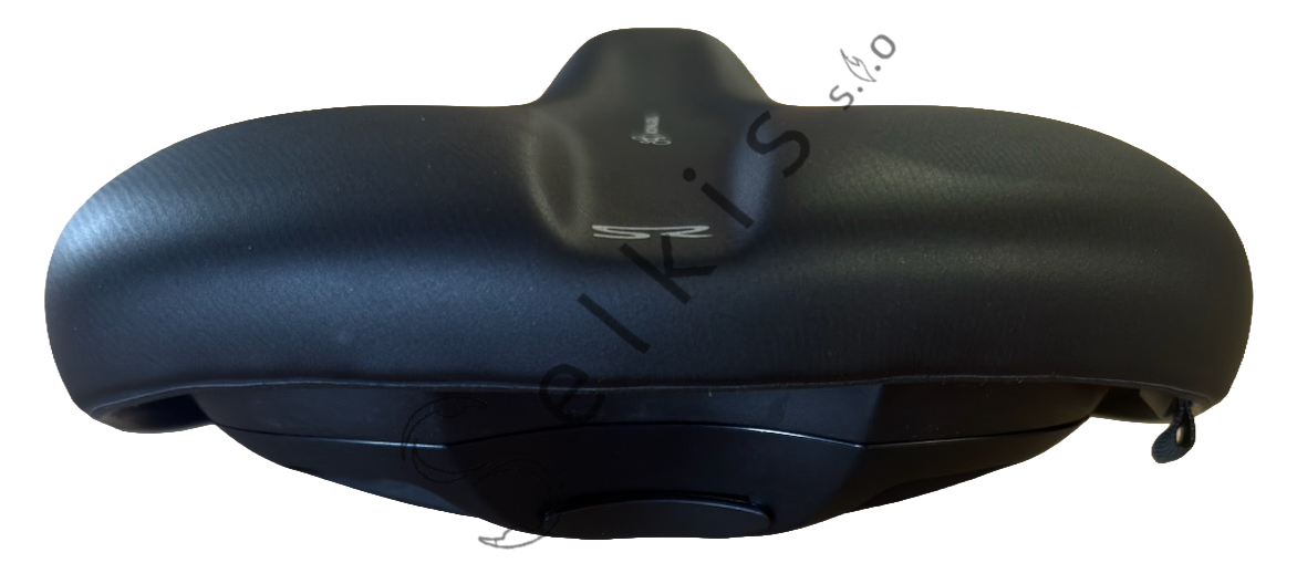Saddle Selle Royal Explora, cover: black, logo: with SR logo, rail type: standard saddle rail type (7×7), rail colour: dark grey OXE + black scale, rail mounting: none, note: black label
